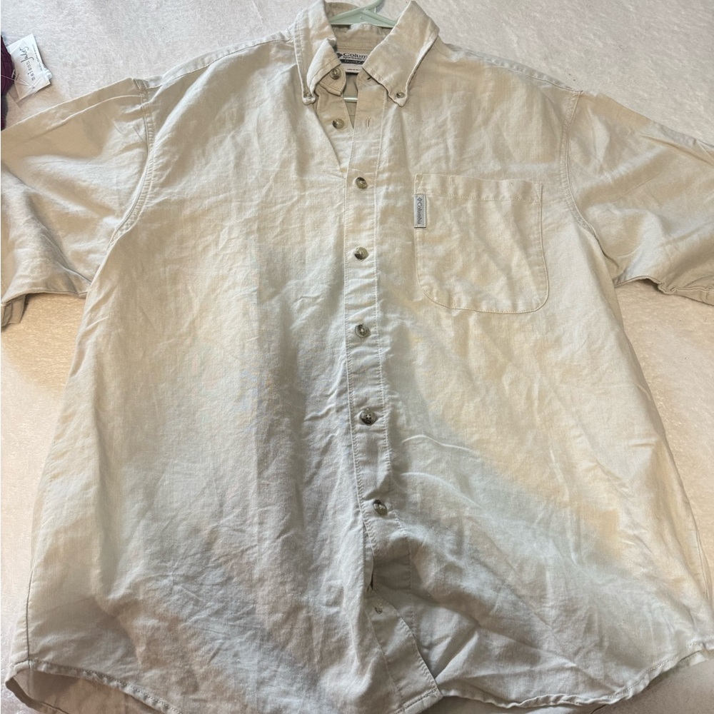 Men's Beige Button-Up Shirt